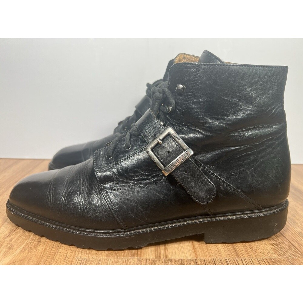 Kenneth Cole New York Men's Black Leather Ankle Boots Size 11.5 Made In Italy